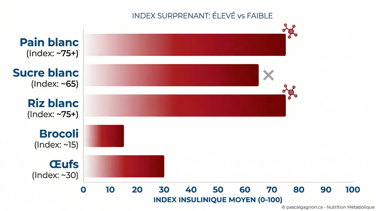 Classement top 10 aliments qui font le plus monter l'insuline — infographie