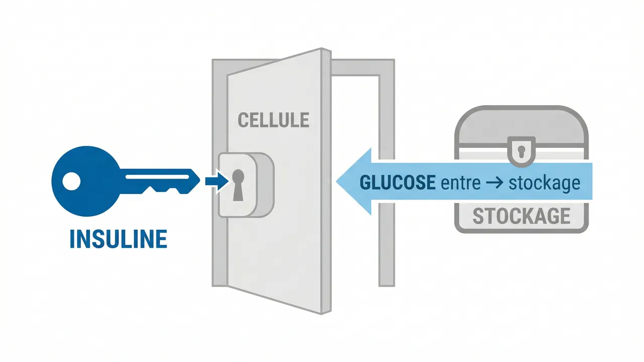 Schéma clé et serrure — insuline et cellule