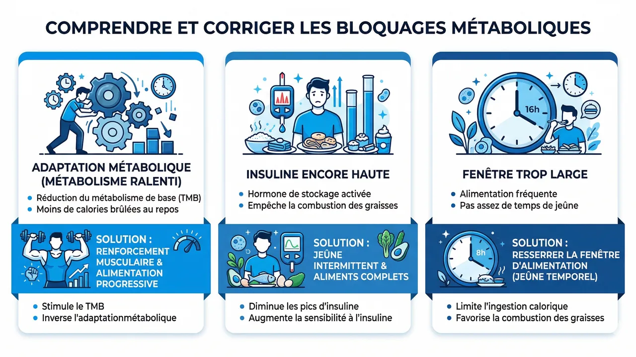 3 causes du plateau de poids et solutions spécifiques — schéma diagnostique