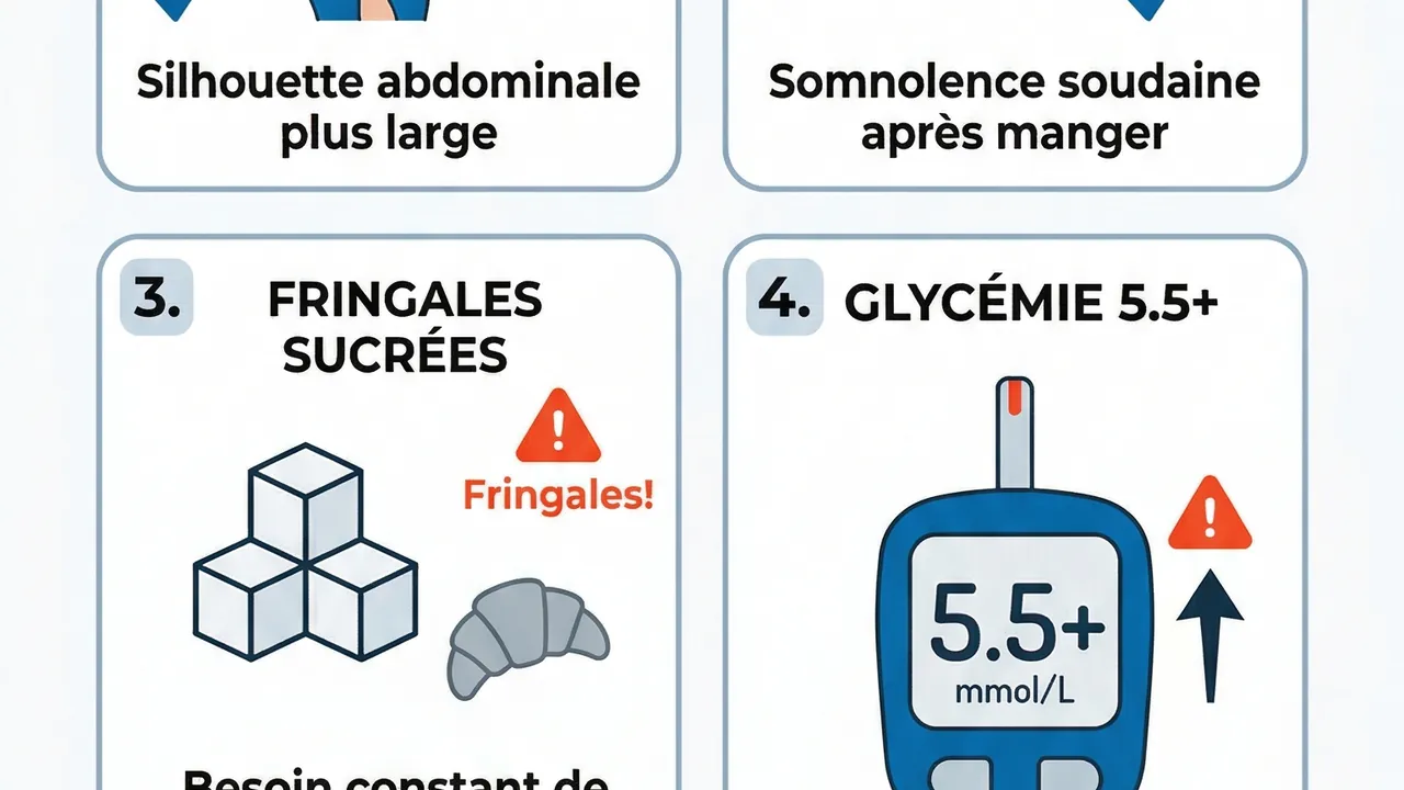 5 symptômes de la résistance à l'insuline — auto-diagnostic visuel